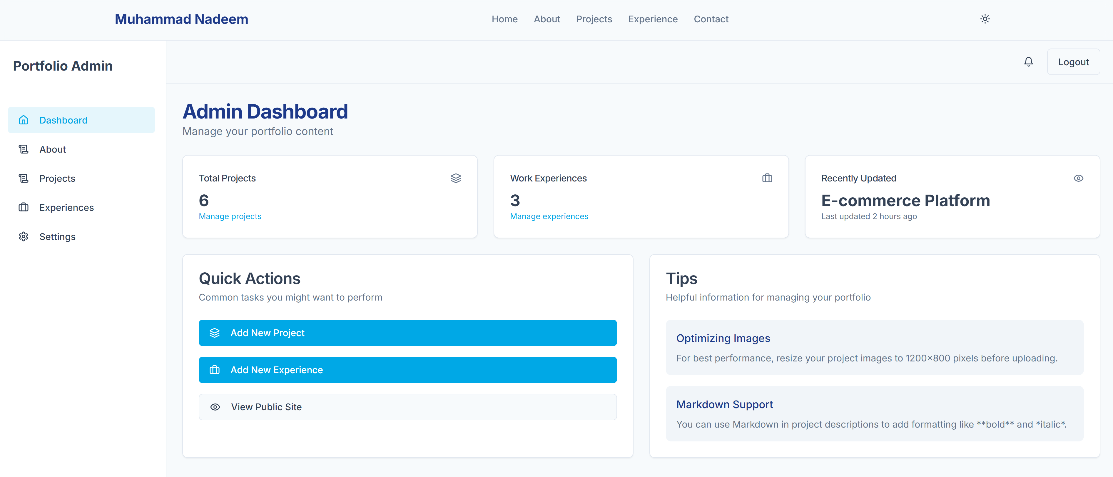 Portfolio Website with Admin Dashboard screenshot 3