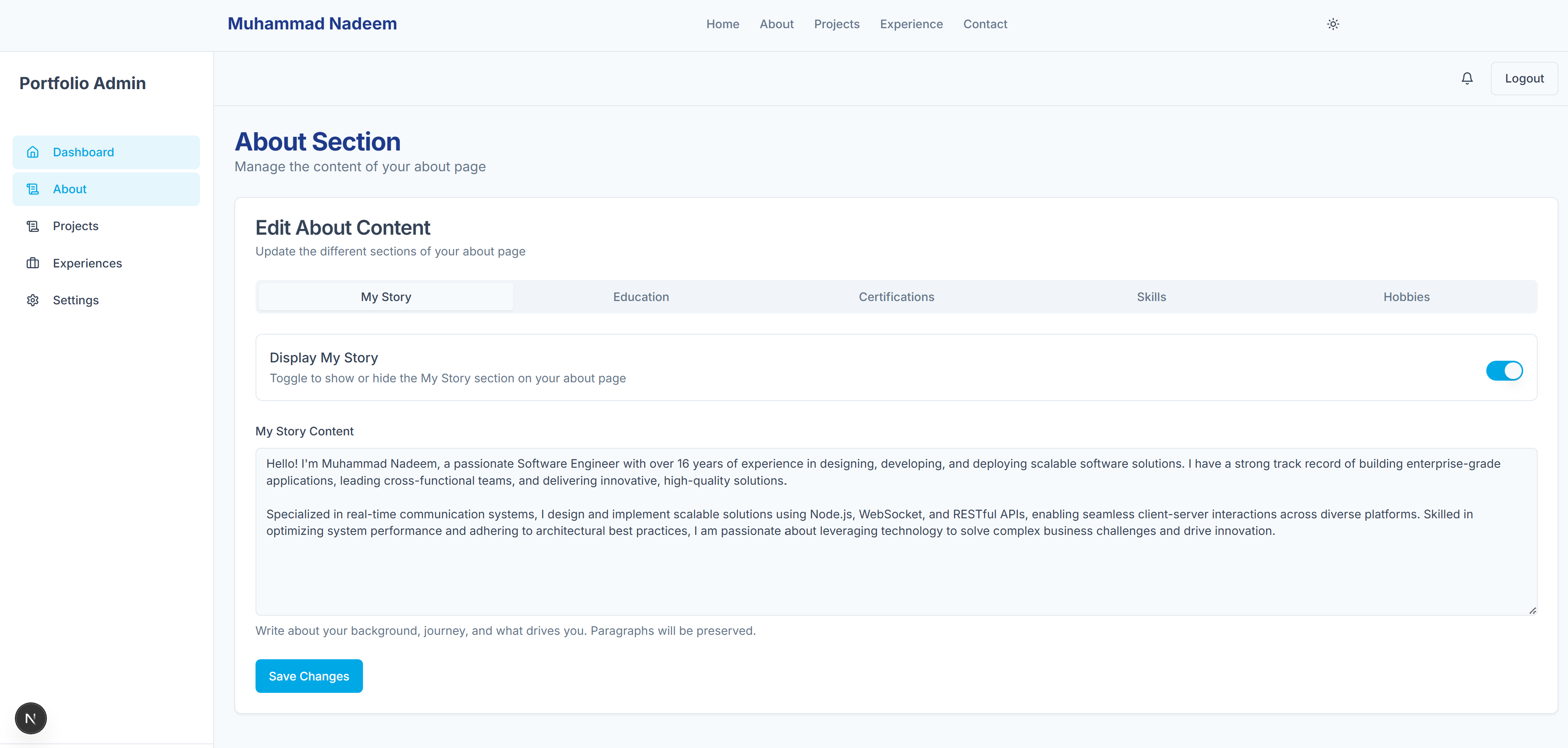 Portfolio Website with Admin Dashboard screenshot 4