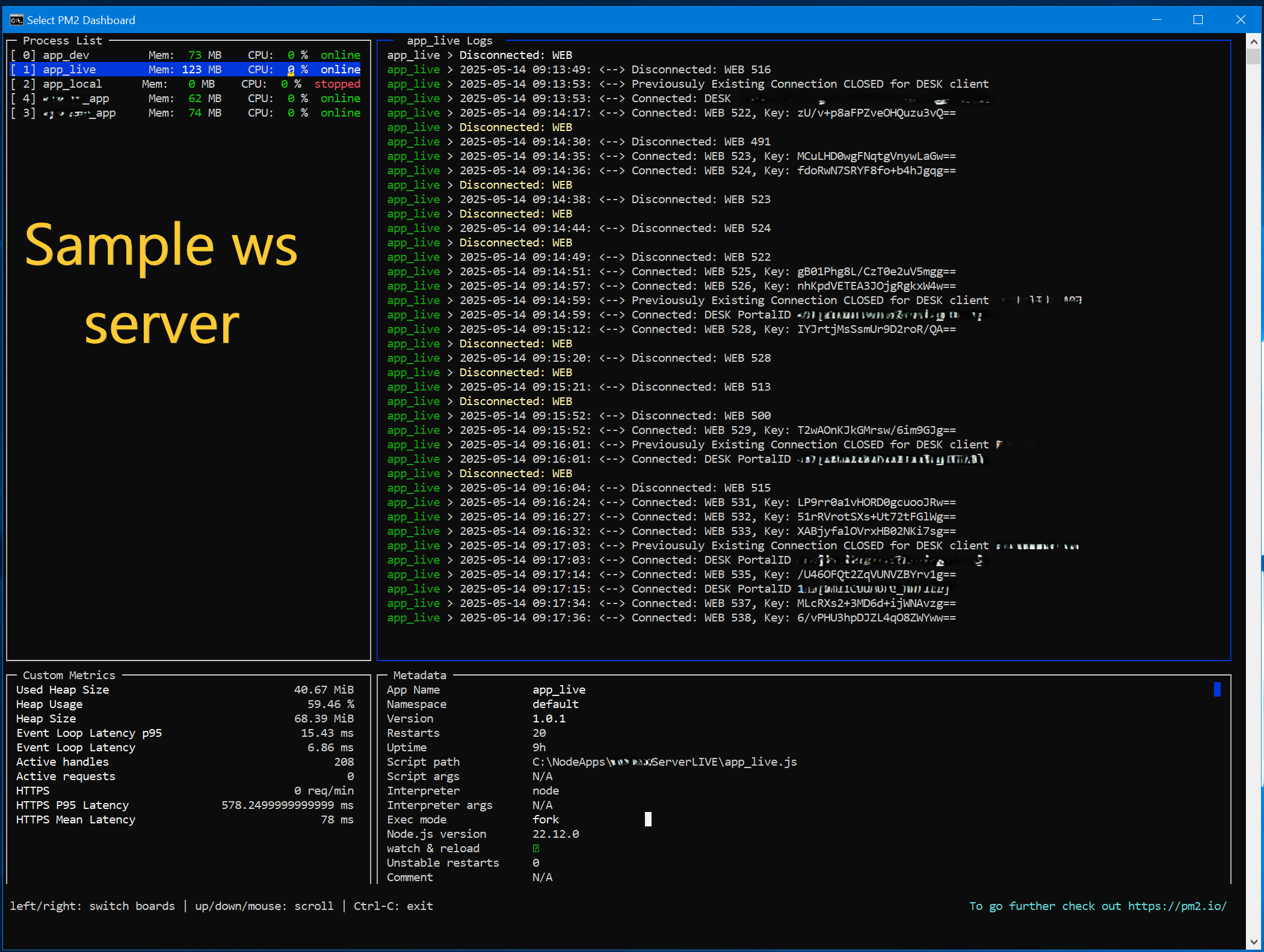 Node.js WebSocket & REST API Microservice