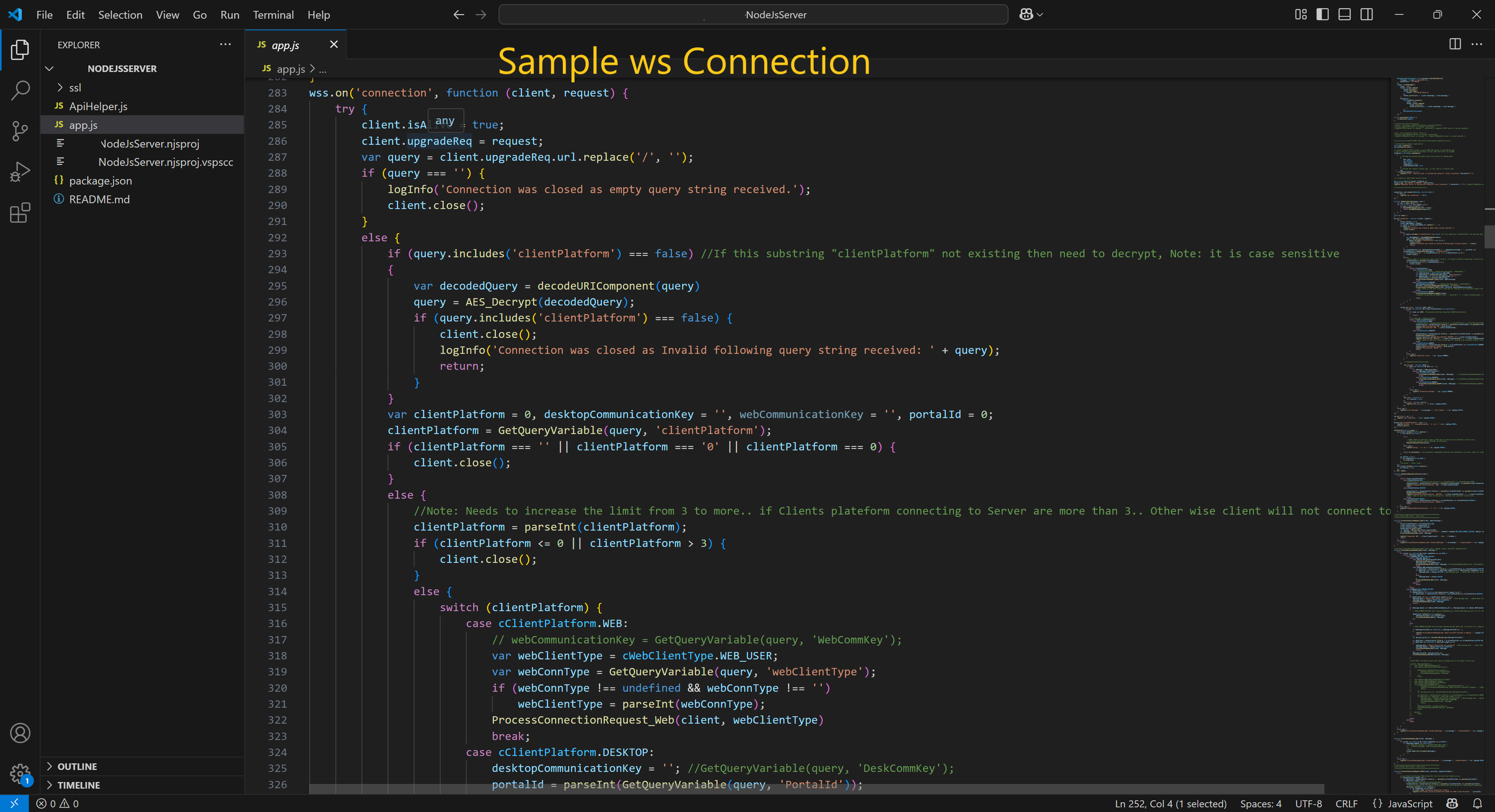 Node.js WebSocket & REST API Microservice screenshot 3